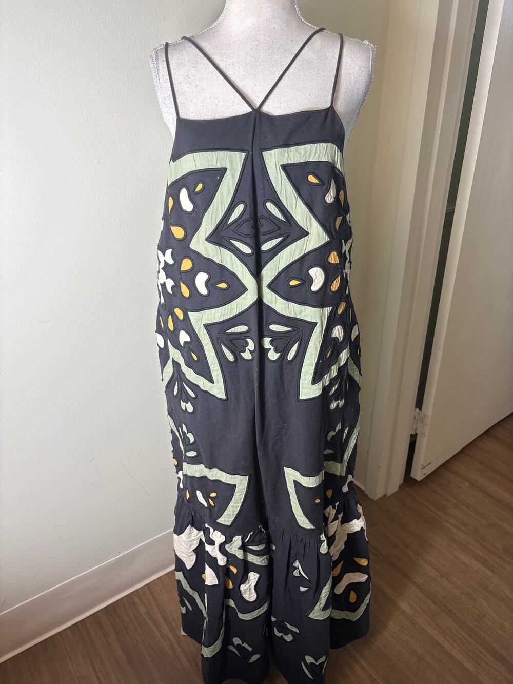 Sea New York Navy With Embroidery Maxi Dress Sz M
